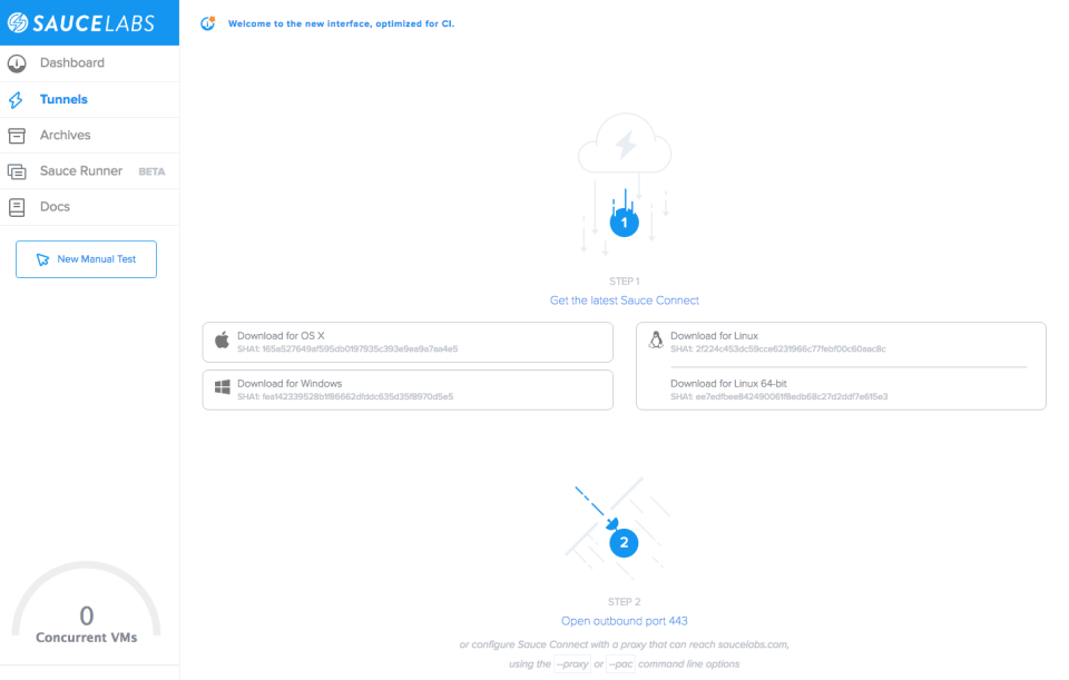 screenshot of Sauce Labs